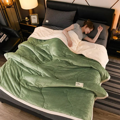 Milk Fleece Autumn Winter Warm Weighted Blankets for Beds European Thickened Beibei Velvet Throw Blanket Warmth Quilt Comforter