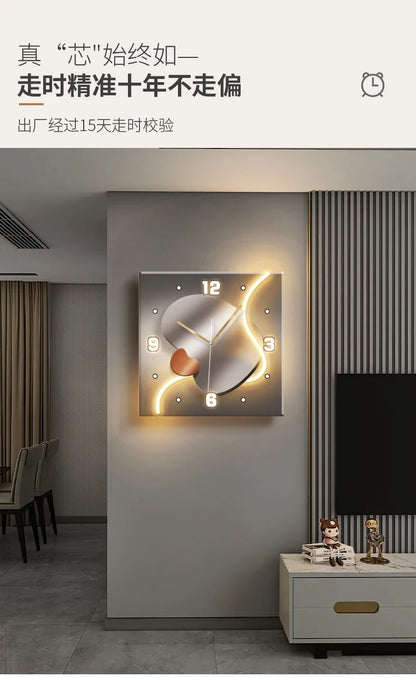 Stein zu laufen Wanduhr Wohnzimmer moderne Licht Luxus Dekoration Uhr hängen Wand leuchte High-End-Sinn Restaurant Uhr