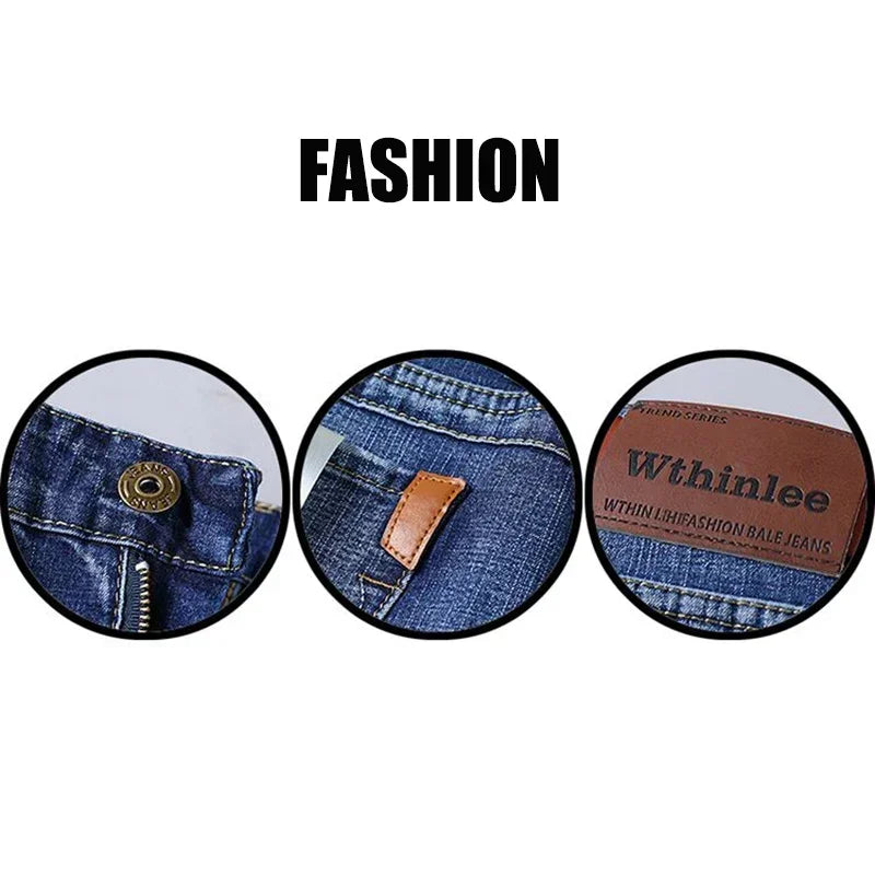 Luxury Men High Quality Pants Clothing Men Classic Business Casual Jeans 2025 New Male Fashion Blue Slim Stretch Denim Trousers.