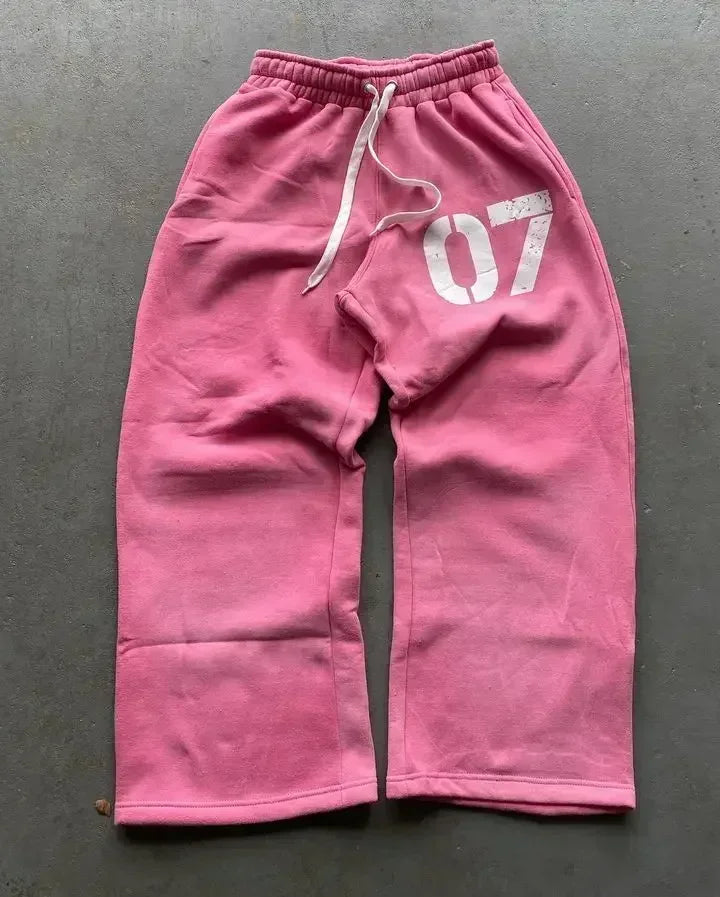 Embroidered sweatpants two-piece set Y2K clothing men's hip-hop oversized sweatpants casual zipper hoodie.