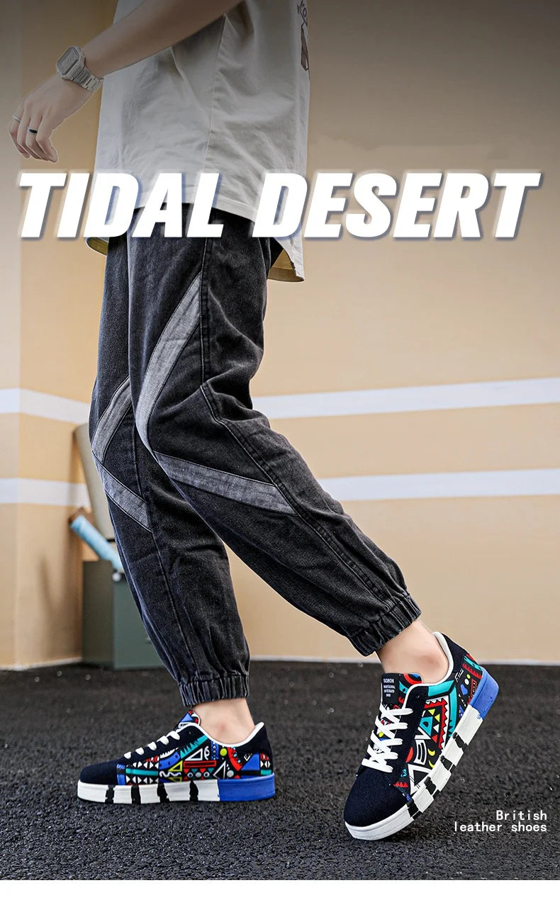 High quality Red Vulcanized Shoes For Men Unisex Casual Sneakers 46 Size Fashion Graffiti Flat Sneakers Men Skateboard Shoes.