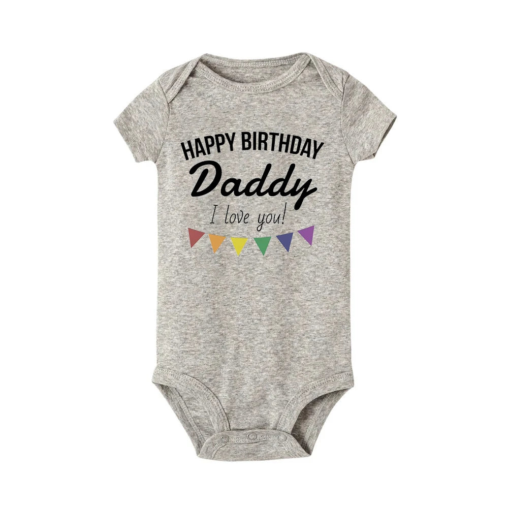 Alles Gute zum Geburtstag Papa Baby Body Vater Party Jungen Mädchen Outfit Strampler Säugling Sommer Kleinkind Kurzarm Kleidung Ropa Geschenke
