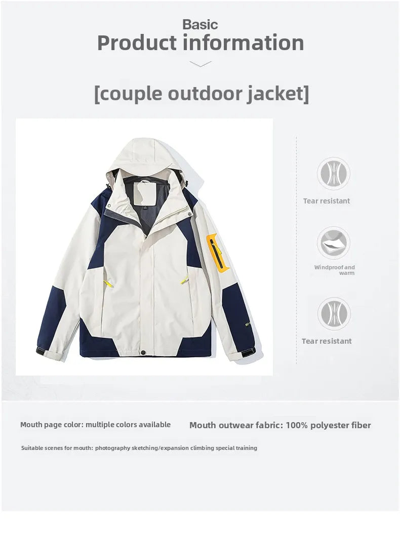 Men's Single-layer Hiking Jacket Patchwork Hooded Hiking Coat Men Color Block Windbreaker Jackets Outdoor Mountaineering Coats.