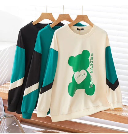 150Kg Plus Größe frauen Fehlschlag 157 Frühling Lose Langarm Rundhals Gedruckt Casual Sweatshirt 6XL 7XL 8XL 9XL 10XL 3-Farben