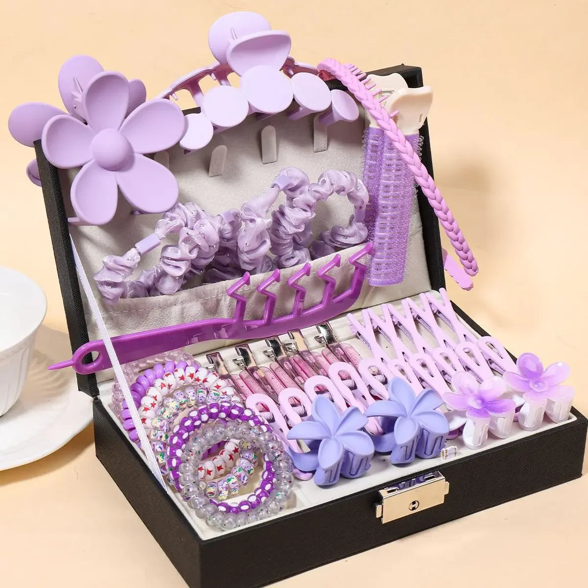 1150-Pcs Hair Clip Pearl Shark Fin Hair Grips Elastic Band Seamless Hair Bands Hair Ties Hair Accessories Gift Box Set.