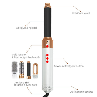 5 In 1 Electric Hair Brush Hair Dryer For Dyson Airwrap Automatic Curler Hair Straightener Hot Air Comb Hairdressing Appliance.