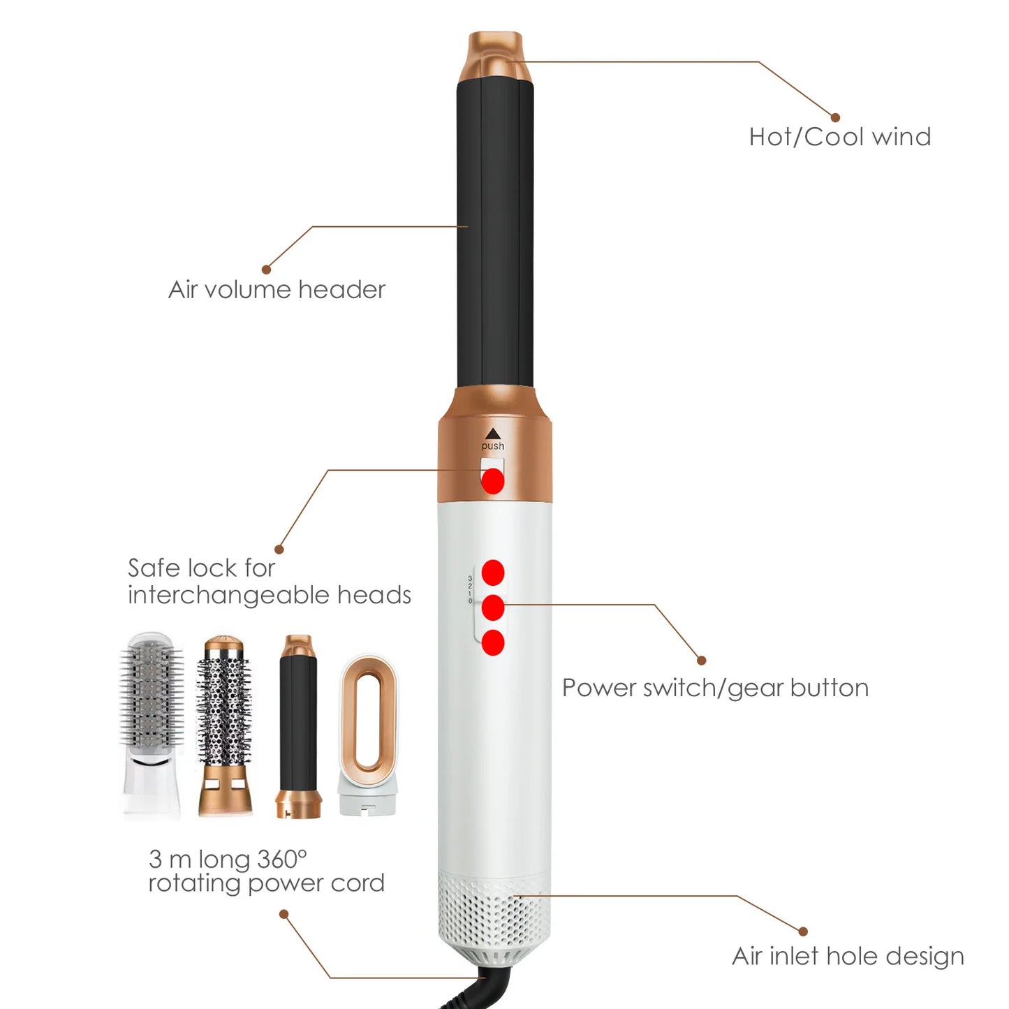 Multi Functional 5-in-1 Electric Hair Brush Dyson Airwraps Hair Dryer Brush Hot Air Comb Straight Hair Brush Curling Iron.