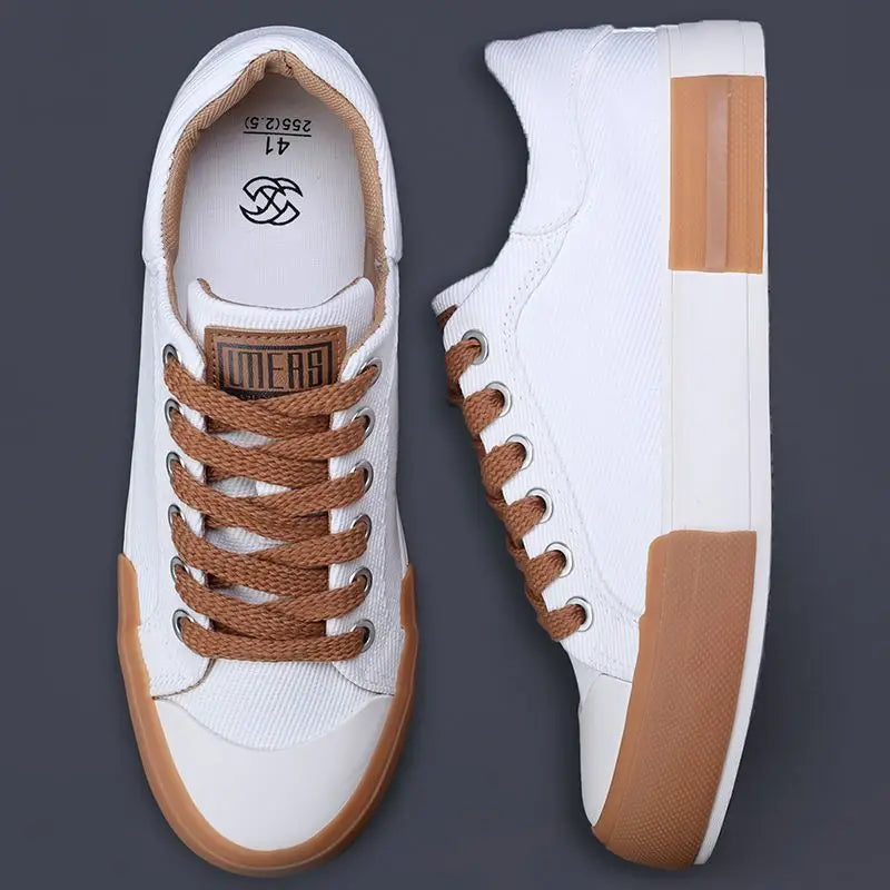 Men Canvas Shoes Casual Lace Up Sneakers Summer Fashion Breathable Vulcanize Shoes Rubber Flats Outdoor Autumn Casual Man Shoes.