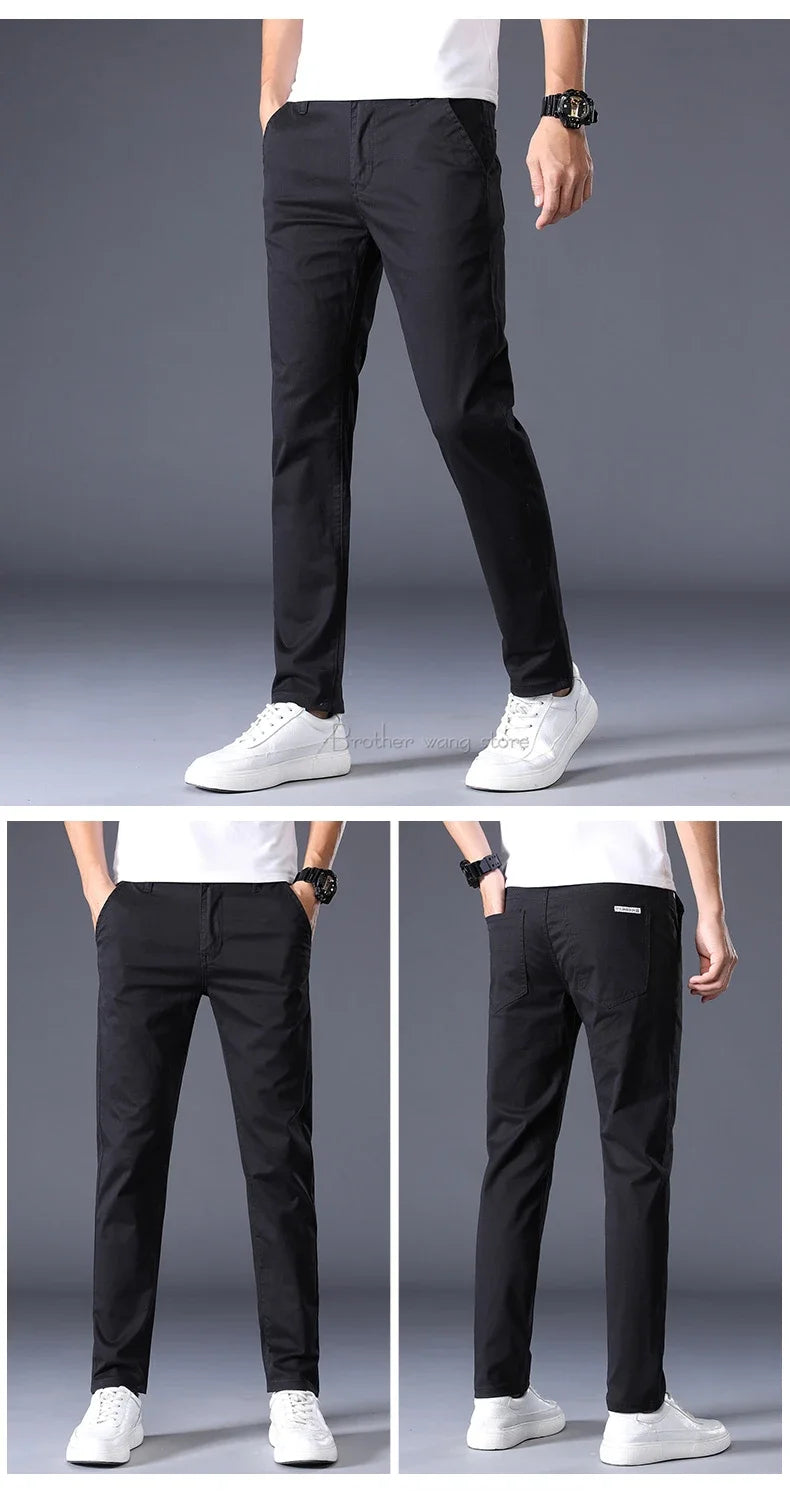 Thin Men's Pants Classic 7 Colors Summer New Casual Pant Business Fashion Stretch Cotton Slim Brand Male Trousers.