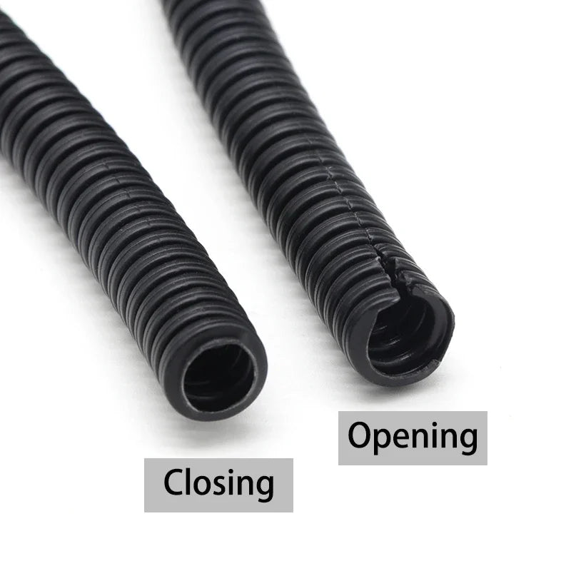 1/5/10M Black Wire Conduit Convoluted Tubing Wire Threading Plastic Sleeve Flexible Split Loom Wire Cover Cable Wrap Protector.