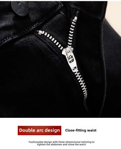 Spring Autumn 2024 New Style High-Waisted Black Jeans Women's Versatile Elastic Slimming Pencil Pants Fashionable Chinese Style.