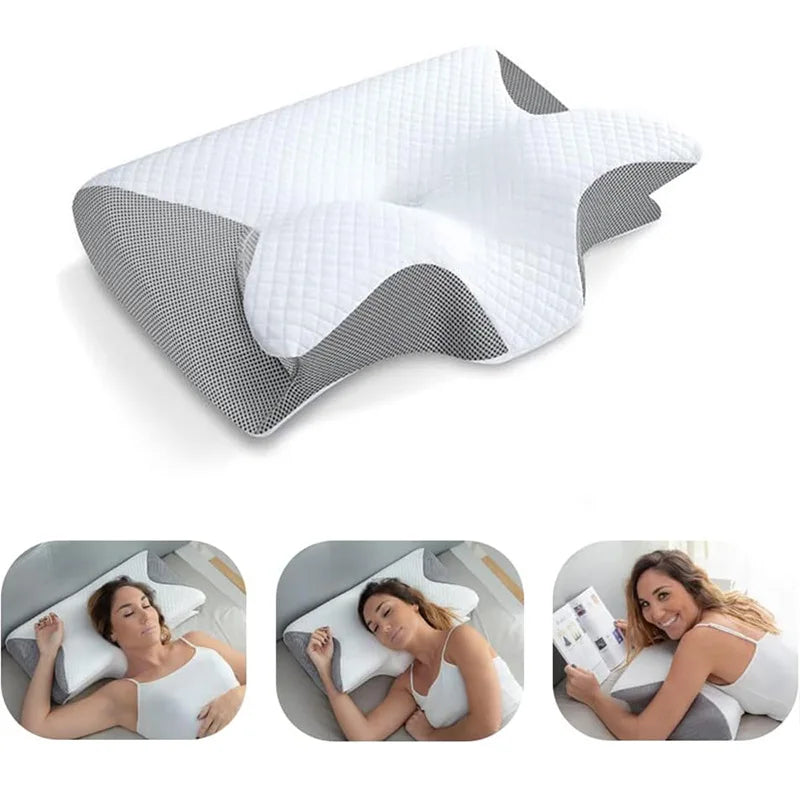 2025 New Butterfly Sleep Memory Neck Pillow Slow Rebound Memory Foam Sleep Pillow Cervical Orthopedic Neck Massage Bed Pillow.