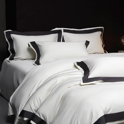 4Pcs Premium 1000TC Egyptian Cotton Solid Color Hotel Style Wide Edge Bedding Set Duvet Cover Bed Sheet/Fitted Sheet Pillowcases.