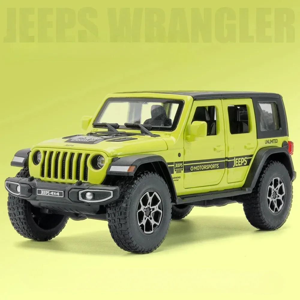 1:32 Jeep Wrangler Rubicon Off-road car Alloy Model Car Toy Diecasts Metal Casting Sound and Light Car Toys For Children Vehicle.