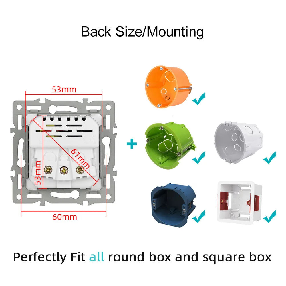 SRAN F6 Serie mehrere Rahmen Weiße Panel aus gehärtetem Glas, EU FR UN-Steckdosen und Schalter Dimmer-Lüfter-Fußlampe Rj45-Modul DIY.