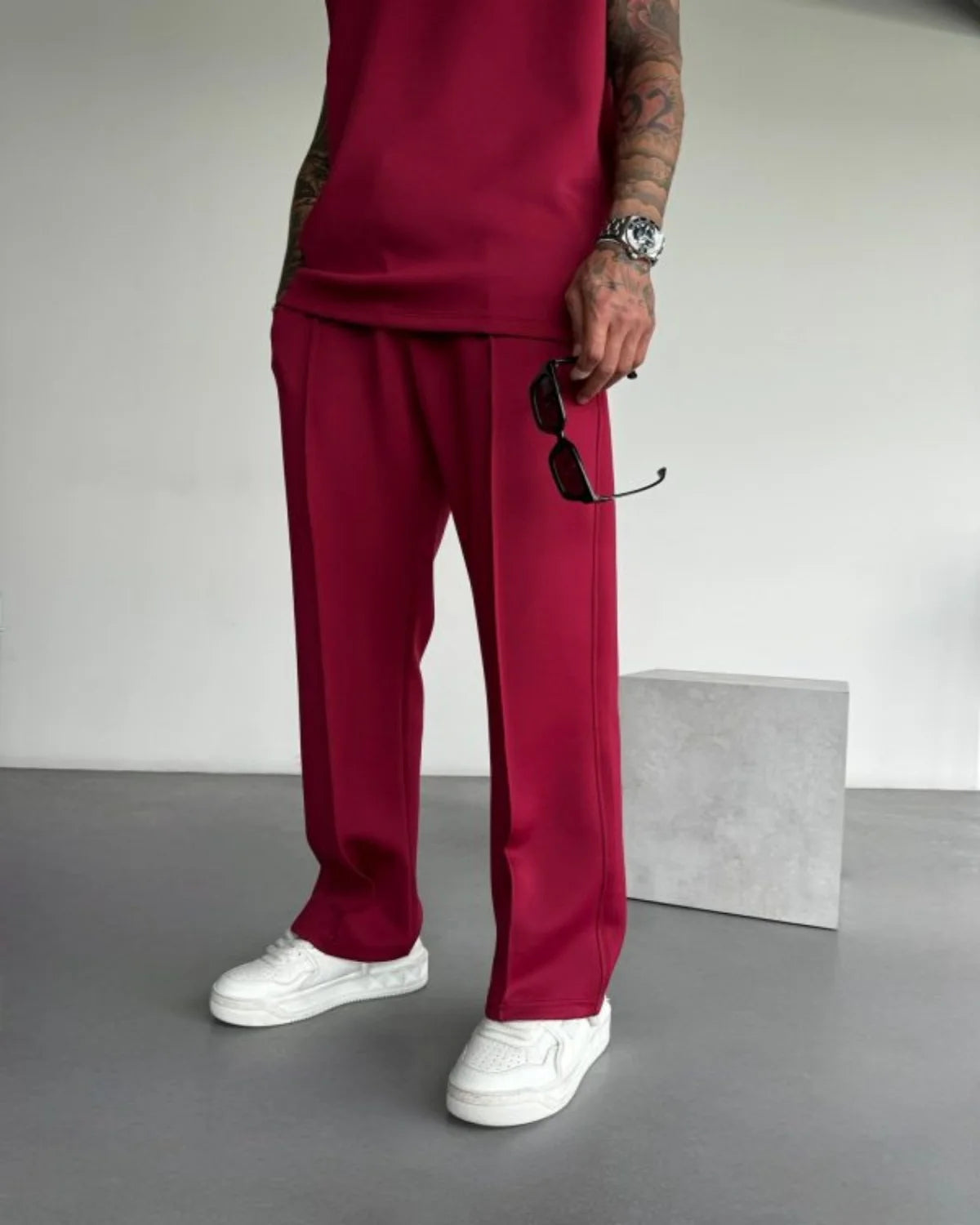 2025 Spring and summer men's new four seasons loose straight tube sports casual pants comfortable suit pants drawstring waistban