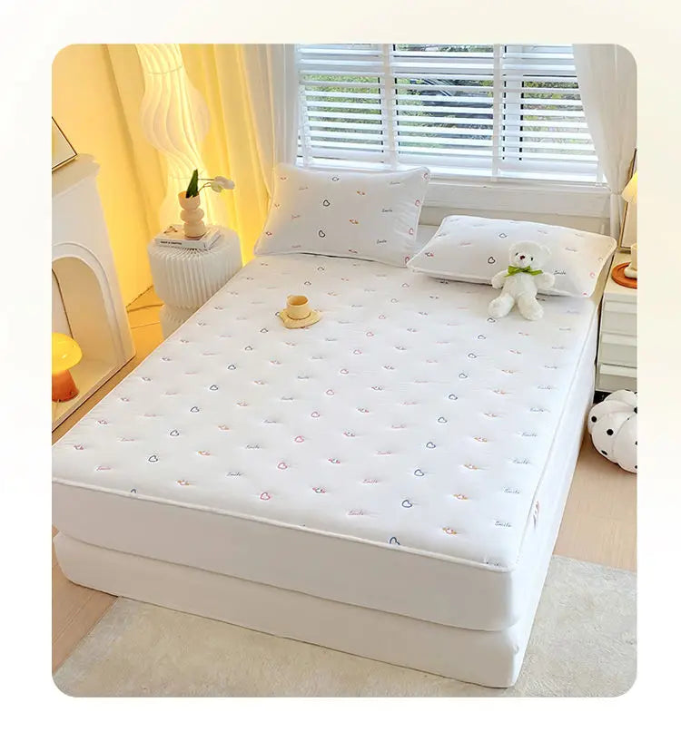 Cotton Mattress Single-piece Simmons Mattress Protective Cover Non-slip Fixing Bed Dust Cover.