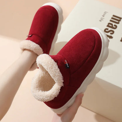 Smile PoP Winter Plush Men Cotton Shoes Warm Plush Men House Slippers Outdoor Soft Non Slip Women's Shoes Casual Furry Men Shoes.