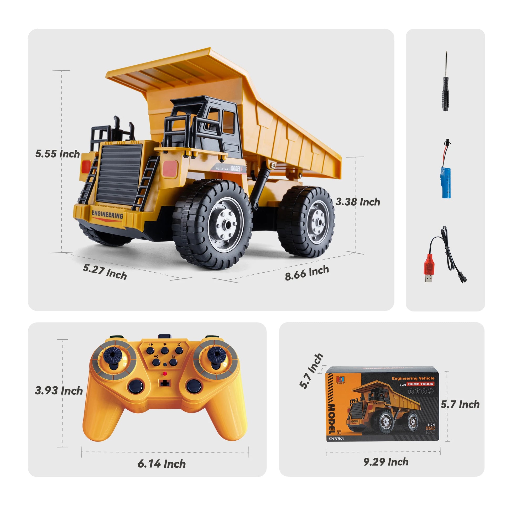 New 2.4G Remote Control Excavator Dump Truck RC Model Car Toy Professional Alloy Plastic Simulation Construction Vehicle for Kid.