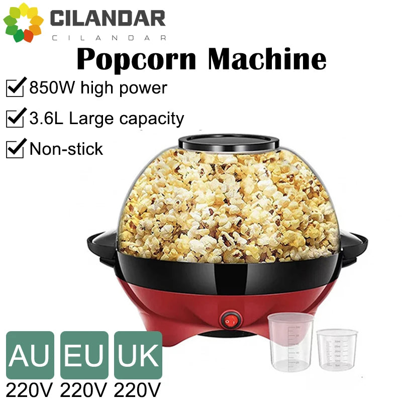 Household 850W electric popcorn machine automatic hot Pipoqueir machine Home-made Diy Popcorn Movie Snack Sonifer Popper.