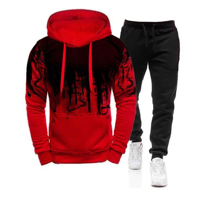 Spring Autumn Men's 2Pcs Suit Sweatshirt Splash Hoodies+Tracksuit Pants Casual Fitness Male New Sportwear Men Clothing.