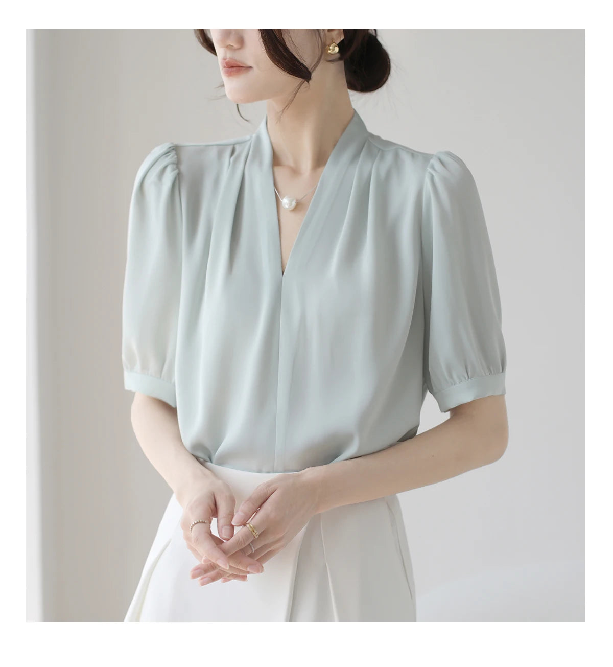 2025 Fashion Summer Short Sleeve V-Neck Women Blouse White Blouse Shirt Women Tops Blouses Shirts Blusas De Mujer Camisas P856