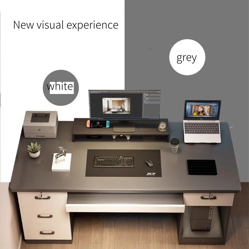 Desktop-Computertisch mit Schubladen für Heimlernen, Schreiben und Büromöbel. Großer Schreibtisch für den Schreibtisch