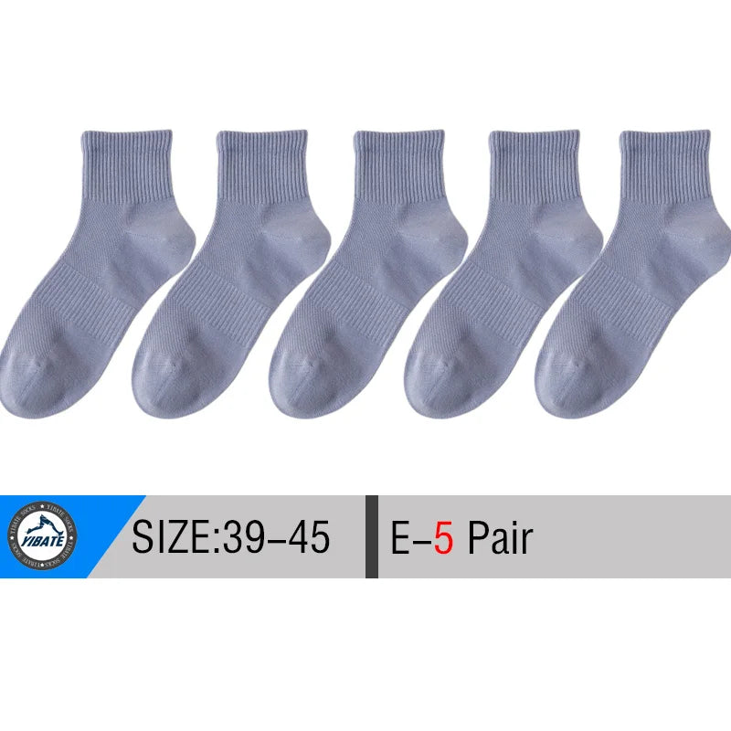 5/10 Pair Men's  Cotton Socks High Quality Breathable Mesh Socks Durable Solid Color Casual Socks Fashion Dress Socks Man
