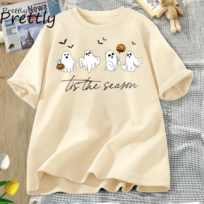 Tis The Season Herbst T-Shirt Süßes Damen-Halloween-T-Shirt Kürbissaison Thanksgiving Herbst-T-Shirt Damenbekleidung.