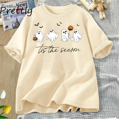Tis The Season Herbst T-Shirt Süßes Damen-Halloween-T-Shirt Kürbissaison Thanksgiving Herbst-T-Shirt Damenbekleidung.