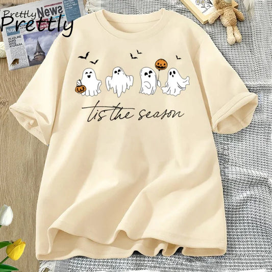 Tis The Season Herbst T-Shirt Süßes Damen-Halloween-T-Shirt Kürbissaison Thanksgiving Herbst-T-Shirt Damenbekleidung.