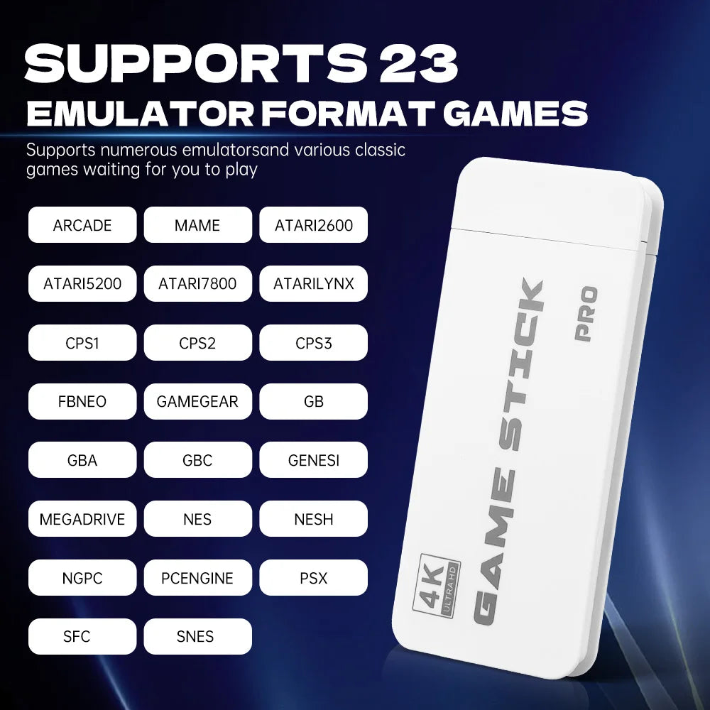 M15 Video Game Console 4K TV Game Stick 64G Built-in 20000 Games Retro Handheld Game Player With Wireless Controller Gamepad.