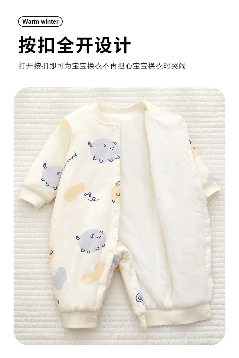 Somenie Neugeborenen Baby Onesie Verdickte Winter Reine Baumwolle Baby Body Warme Baumwolle Winter Niedlich Gedruckt Jungen Mädchen Onesie.