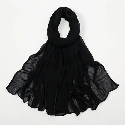 New Crinkle Rayon Hijab Muslim Scarf Women Solid Shawl Big Size Headscarf Islamic Turban Plain Foulard Headband Wrap