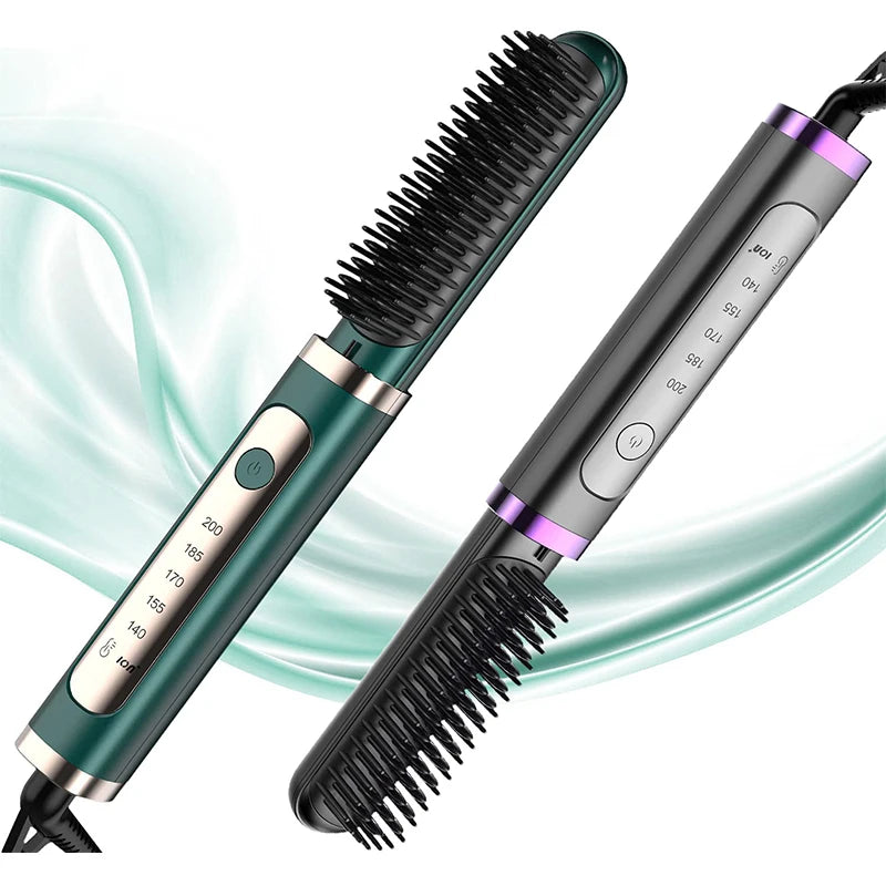 Electric Hair Straightening Brush Fast Heating Hot Comb Brush Negative Ion Hair Straightening Comb.