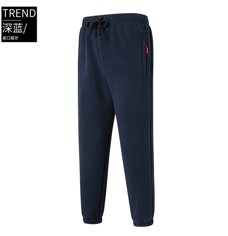 8XL Men's Down Pants Plus Size Winter Plus Velvet Thick Loose Cotton Pants Big Size Solid Color Warm Lamb Down Casual Sweatpants