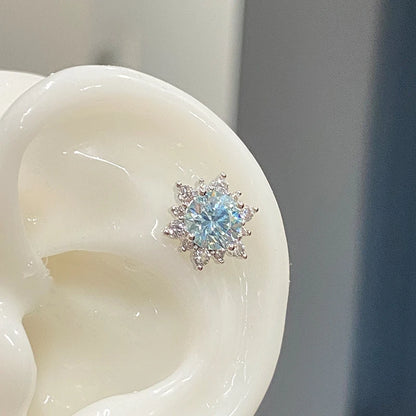 1PCS Pink Zircon Cross 316L Stainless Steel Annular Ear Bone Nail New Fashion U-shaped Earrings for Women Y2K Punk Jewelry