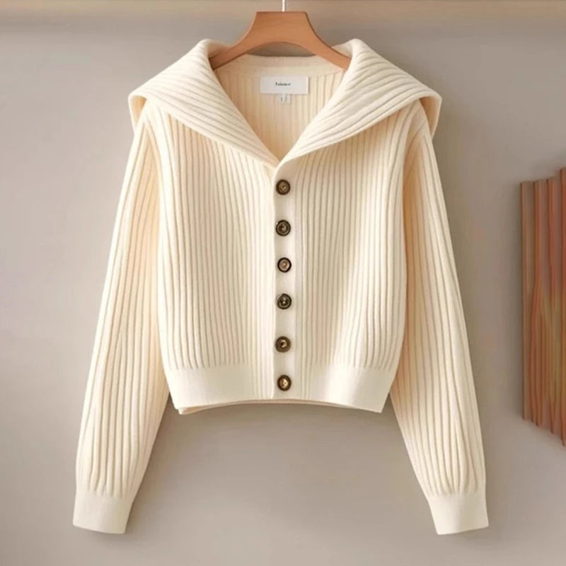 Spring  Autumn 2025 New Chic Sweater Two-Piece Women's Fashion Loose Single-Breasted Soft Waxy Knitted Top Casual Straight Pants.