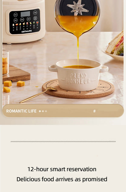 1.5L Soybean Milk Machine Wall Breaking Machine with Soundproof Cover Multifunctional Fruit Vegetable Juicer Automatic Blender.