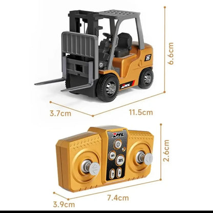 2.4G Tabletop RC Forklift Engineering Vehicle 1/64 Mini Remote Control Alloy Forklift Desktop Toys Model Gift for Boys.