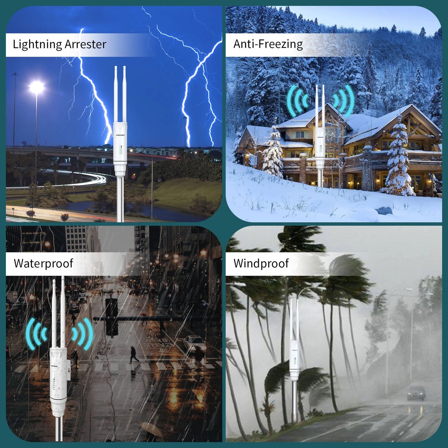 2*5dBi Antenna Long Range WiFi Base Station Amplifier High Power AC1200 Outdoor Access Point 2G&5G Omnidirection Router Repeater.