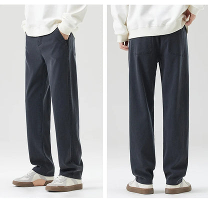 Men's Loose Straight Lyocell Wide Leg Trousers 2025 Autumn Winter Drape Comfortable Versatile Casual Pants Plus Size 5XL