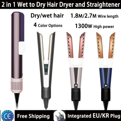 2-in-1 Hair Straightener and Dryer Combo - Negative Ion Heating Flat Iron for Quick, Long - Lasting Hair Styling at Home，salon.