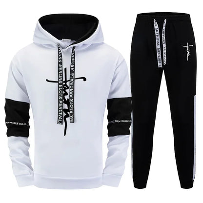 Quality Autumn Winter Simple Mens Tracksuit Casual Sports Hooded Single Sweatshirts And Sweatpant Comfort Outdoor Sports Fitness.