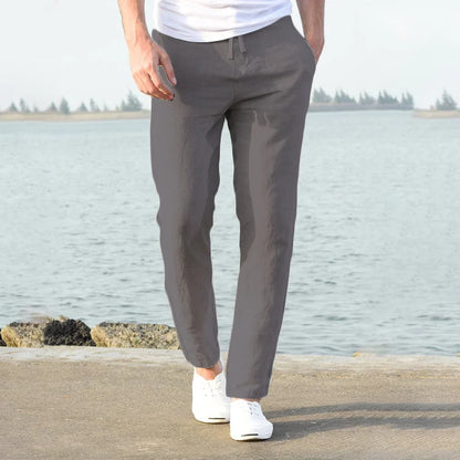 Men's Cotton Linen Pants Male Autumn New Breathable Solid Color Linen Trousers Fitness Streetwear S-3XL.