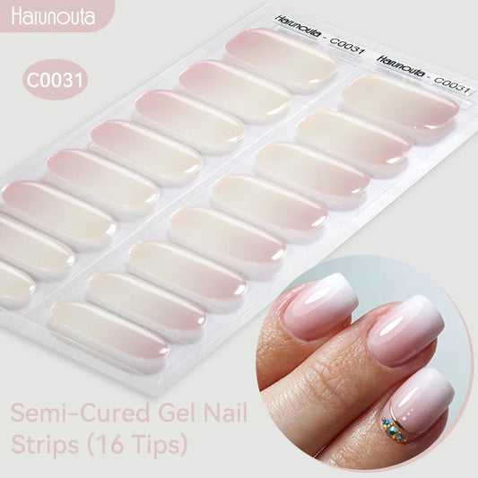 Harunouta Gradient Semi Cured Gel Nail Sticker Long-Lasting UV Nail Sticker UV/LED Extension Gel Nail Foil Gel Polish Full Cover.