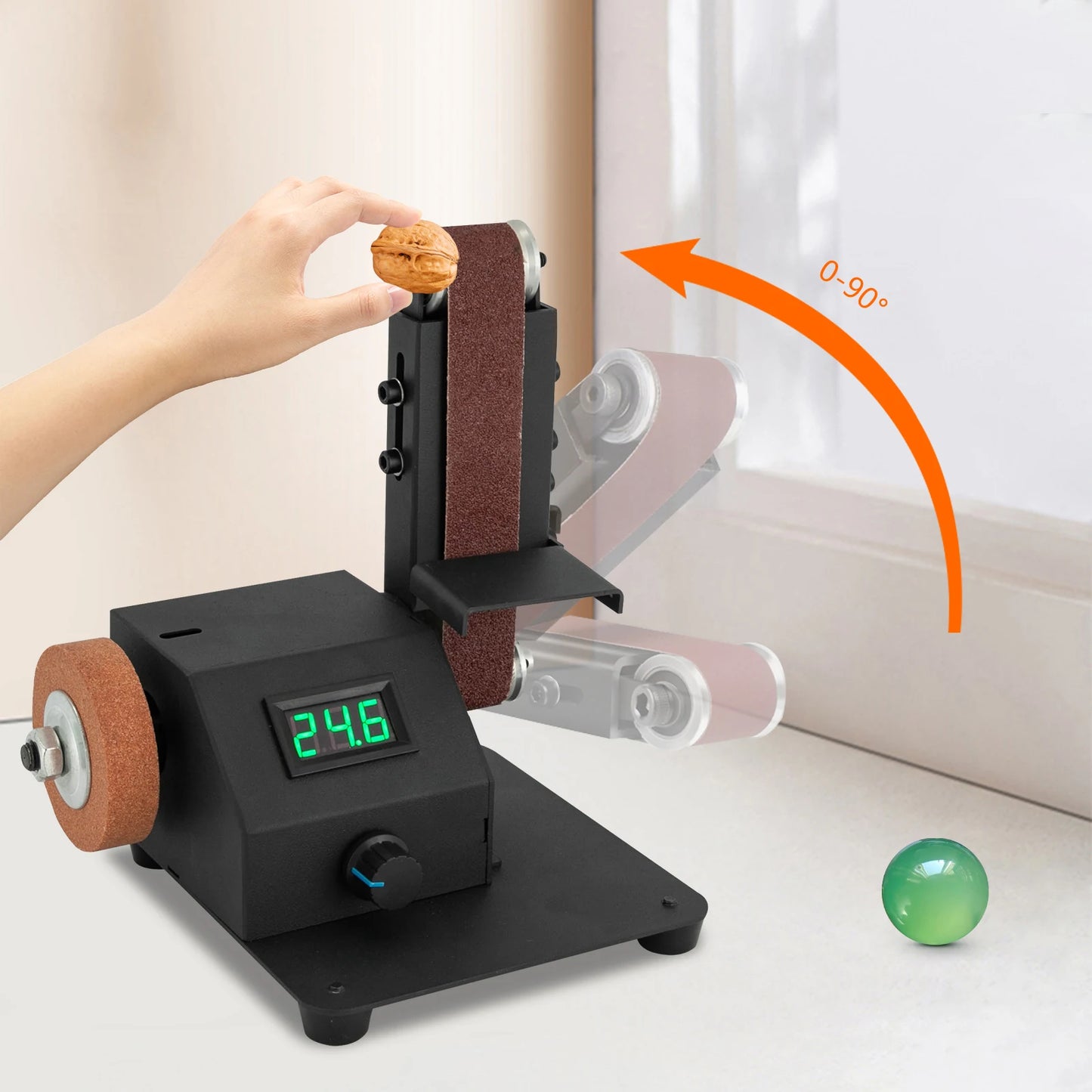 Elektrischer Mini-Bandschleifer zum Selbermachen, 350 W, für die Messerherstellung, Upgrade des Messerschärfs mit 10 Stück Schleifband