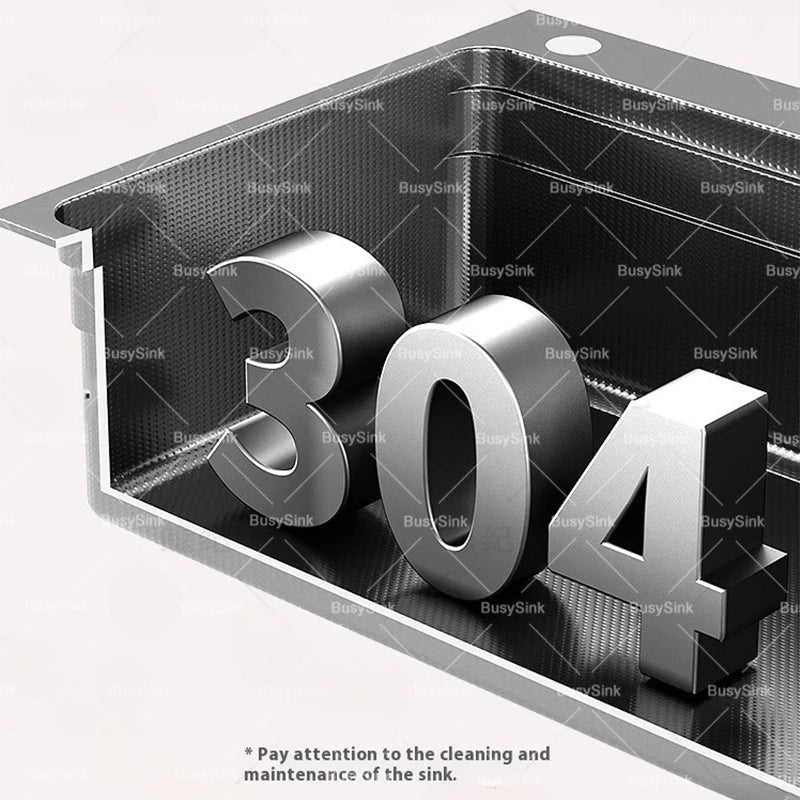 Stainless steel Kitchen Sink Thick Embossed Large Single Slot vegetable washbasin Dishwashing Sink Undermount Basin