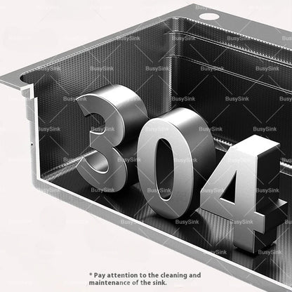 Stainless steel Kitchen Sink Thick Embossed Large Single Slot vegetable washbasin Dishwashing Sink Undermount Basin