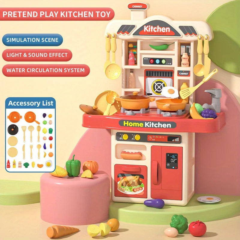 Realistic Pretend Play Cooking Toy for Kids, Chef Playset Kitchen Accessories, Lights & Sounds,for Toddles Girls Boys Gifts.